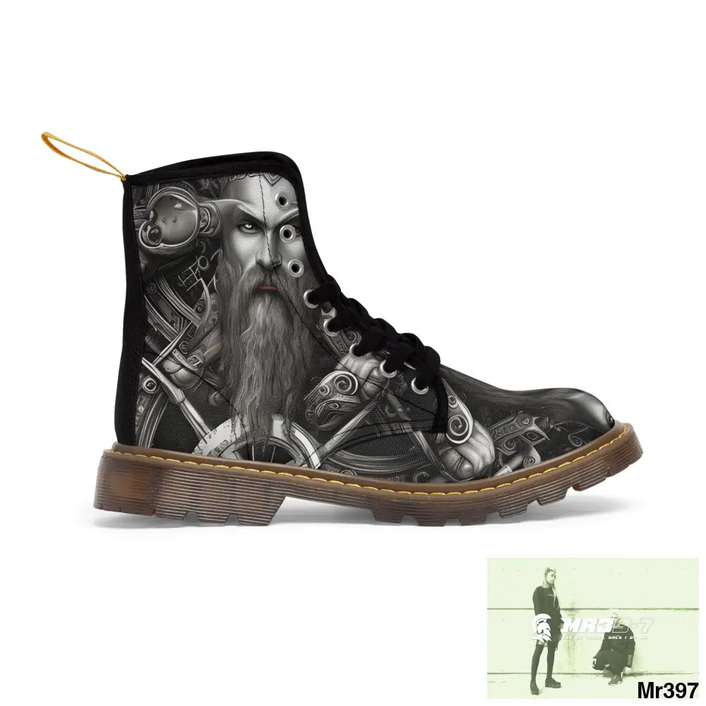 Fantasy Viking Trident Warrior Mens Canvas Boots Shoes