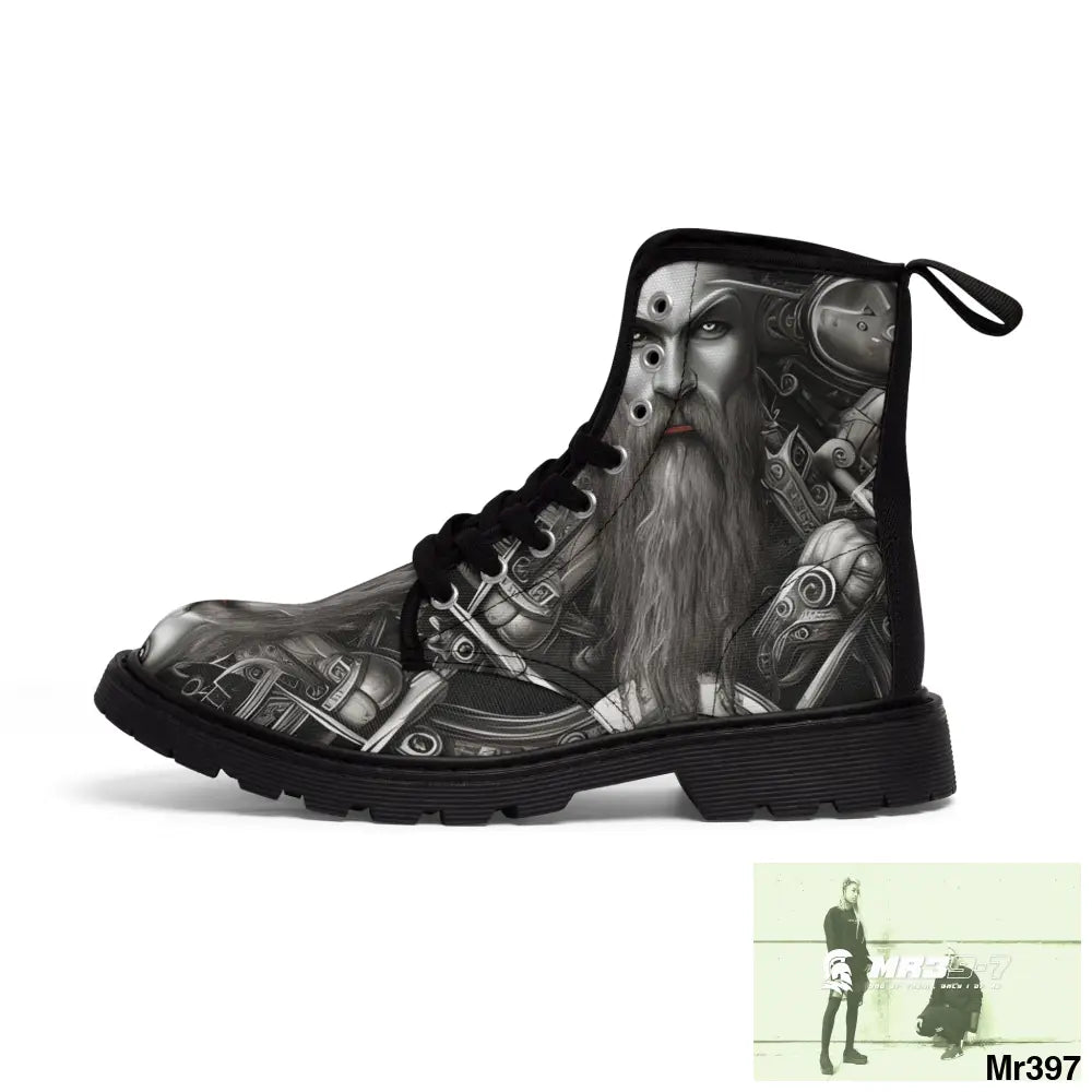 Fantasy Viking Trident Warrior Mens Canvas Boots Shoes