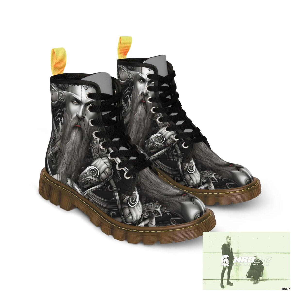 Fantasy Viking Trident Warrior Mens Canvas Boots Shoes