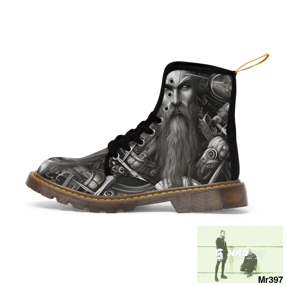 Fantasy Viking Trident Warrior Mens Canvas Boots Shoes