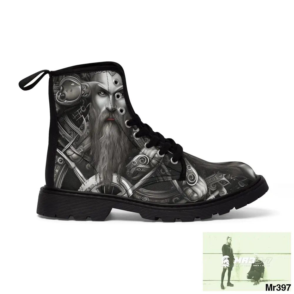 Fantasy Viking Trident Warrior Mens Canvas Boots Shoes