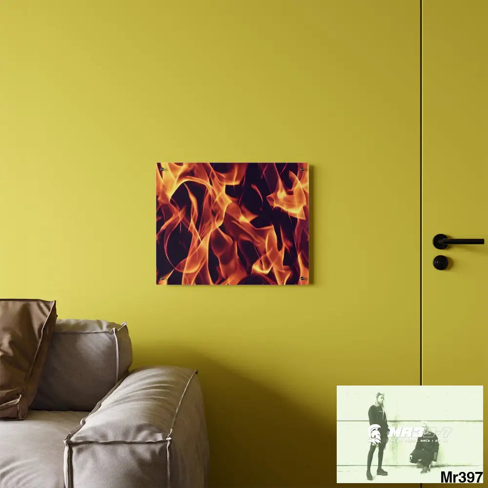 Fire Flames on a Dark Background Acrylic Wall Art Panels Home Decor