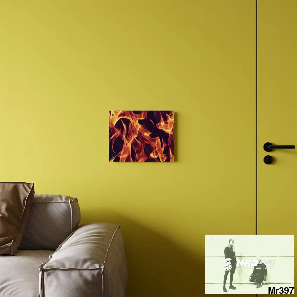 Fire Flames on a Dark Background Acrylic Wall Art Panels Home Decor