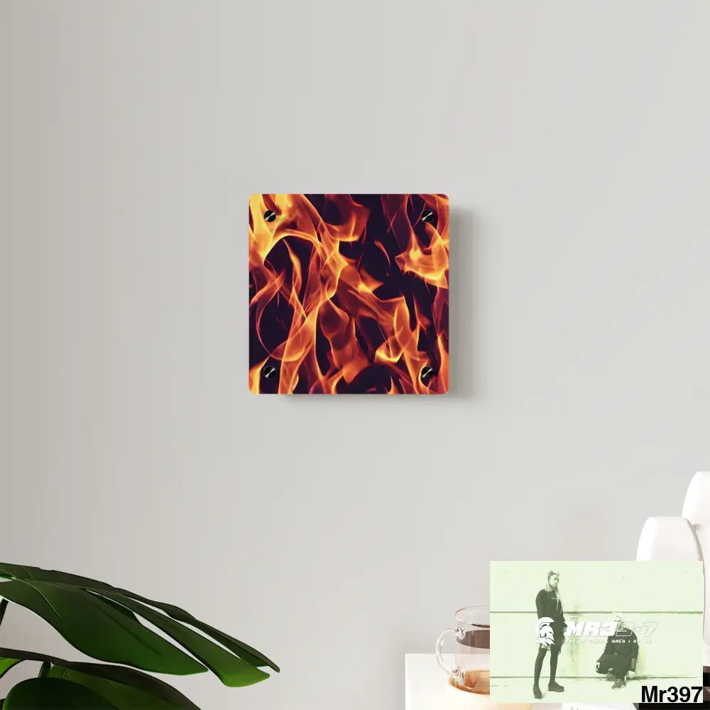 Fire Flames on a Dark Background Acrylic Wall Art Panels Home Decor