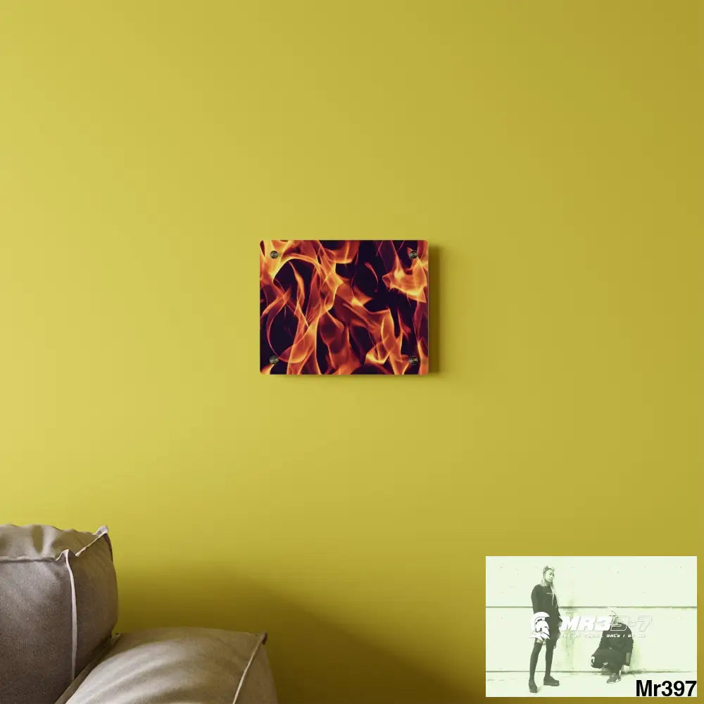 Fire Flames on a Dark Background Acrylic Wall Art Panels Home Decor