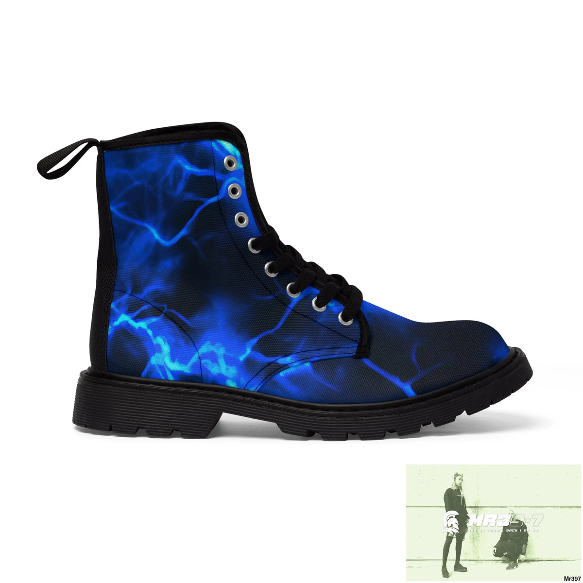 Full Electric Blue lighting Women’s Canvas Boots Shoes