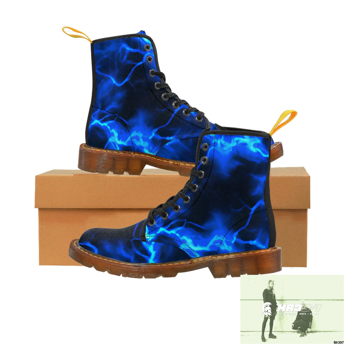 Full Electric Blue lighting Women’s Canvas Boots US 6.5 / Brown sole Shoes