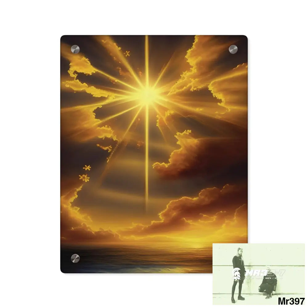 Golden Sunrise at the Old Rugged Cross Acrylic Wall Art Panels 11″ x 14″ (Vertical) / 0.25’’ Home Decor