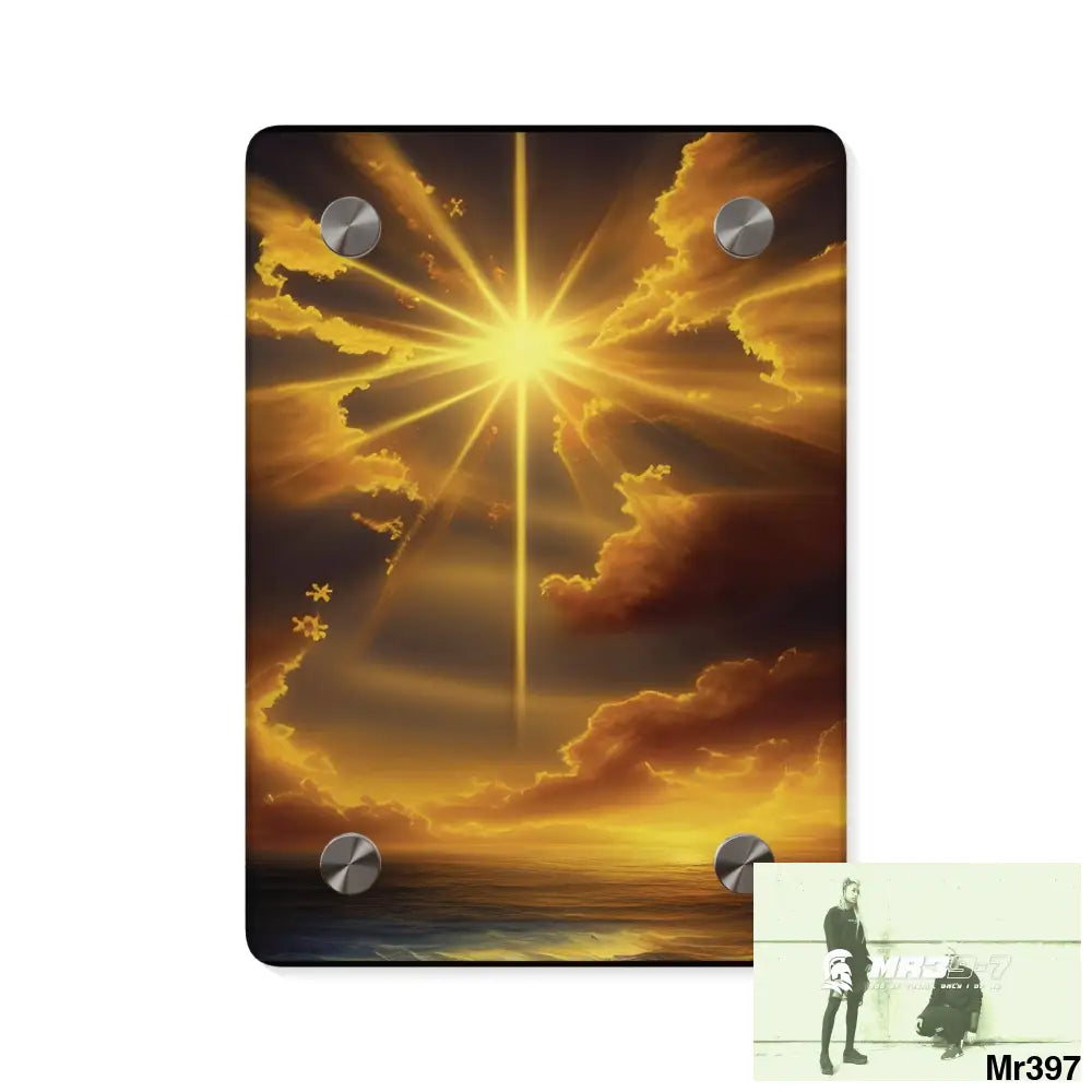 Golden Sunrise at the Old Rugged Cross Acrylic Wall Art Panels 5’’ x 7’’ (Vertical) / 0.25’’ Home Decor