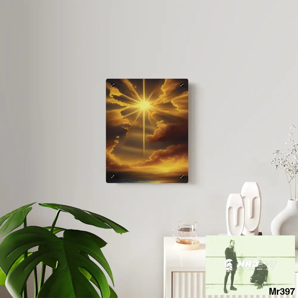 Golden Sunrise at the Old Rugged Cross Acrylic Wall Art Panels Home Decor