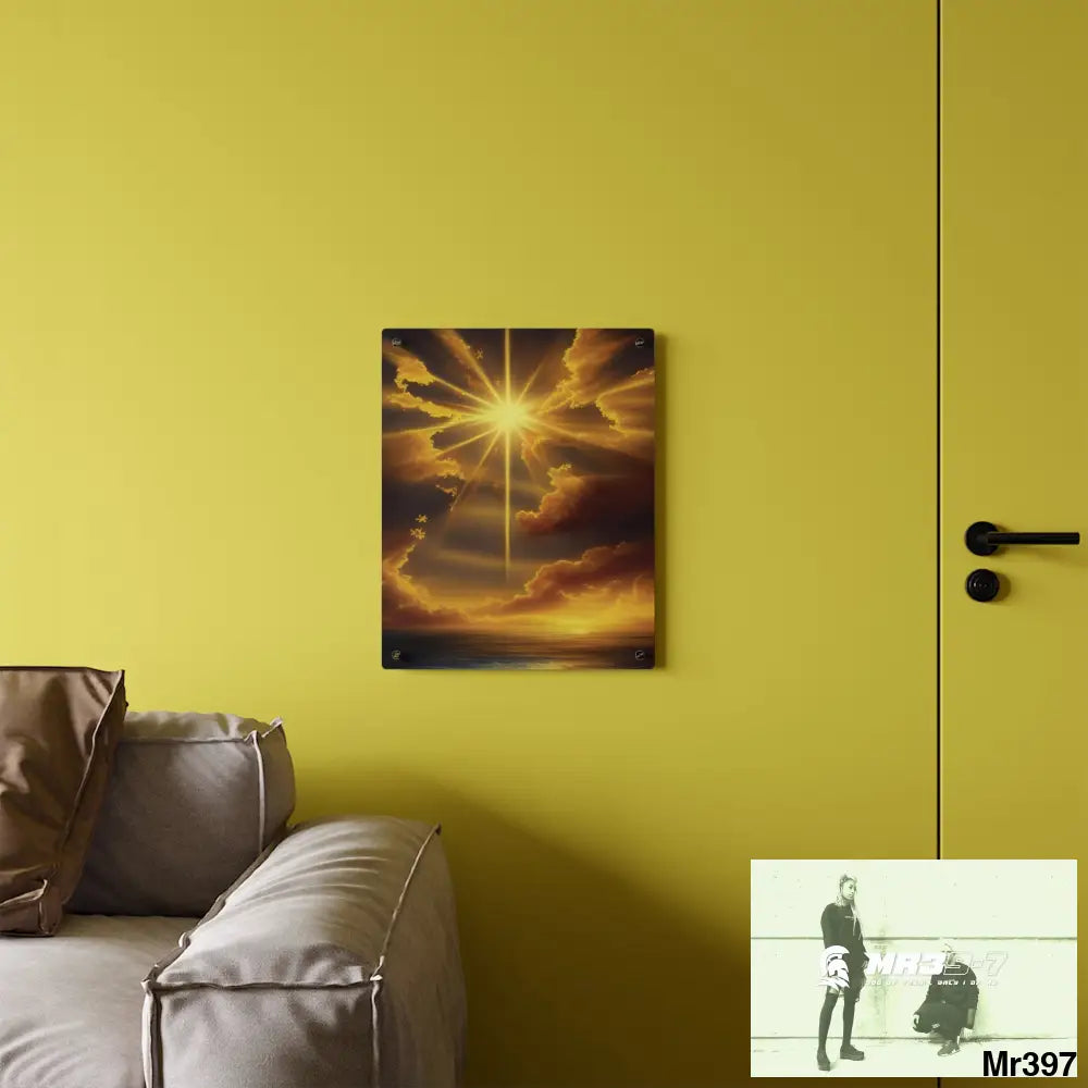 Golden Sunrise at the Old Rugged Cross Acrylic Wall Art Panels Home Decor