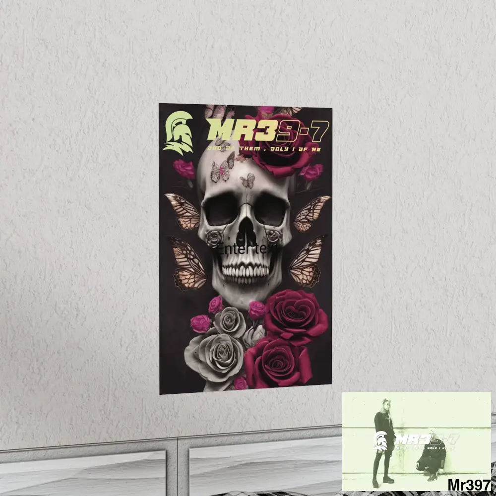 Gothic skills roses and butterflies Matte Vertical Posters Poster