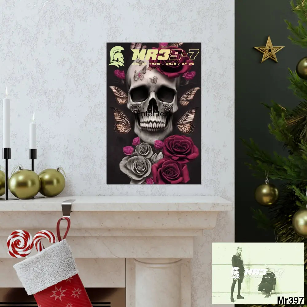 Gothic skills roses and butterflies Matte Vertical Posters Poster