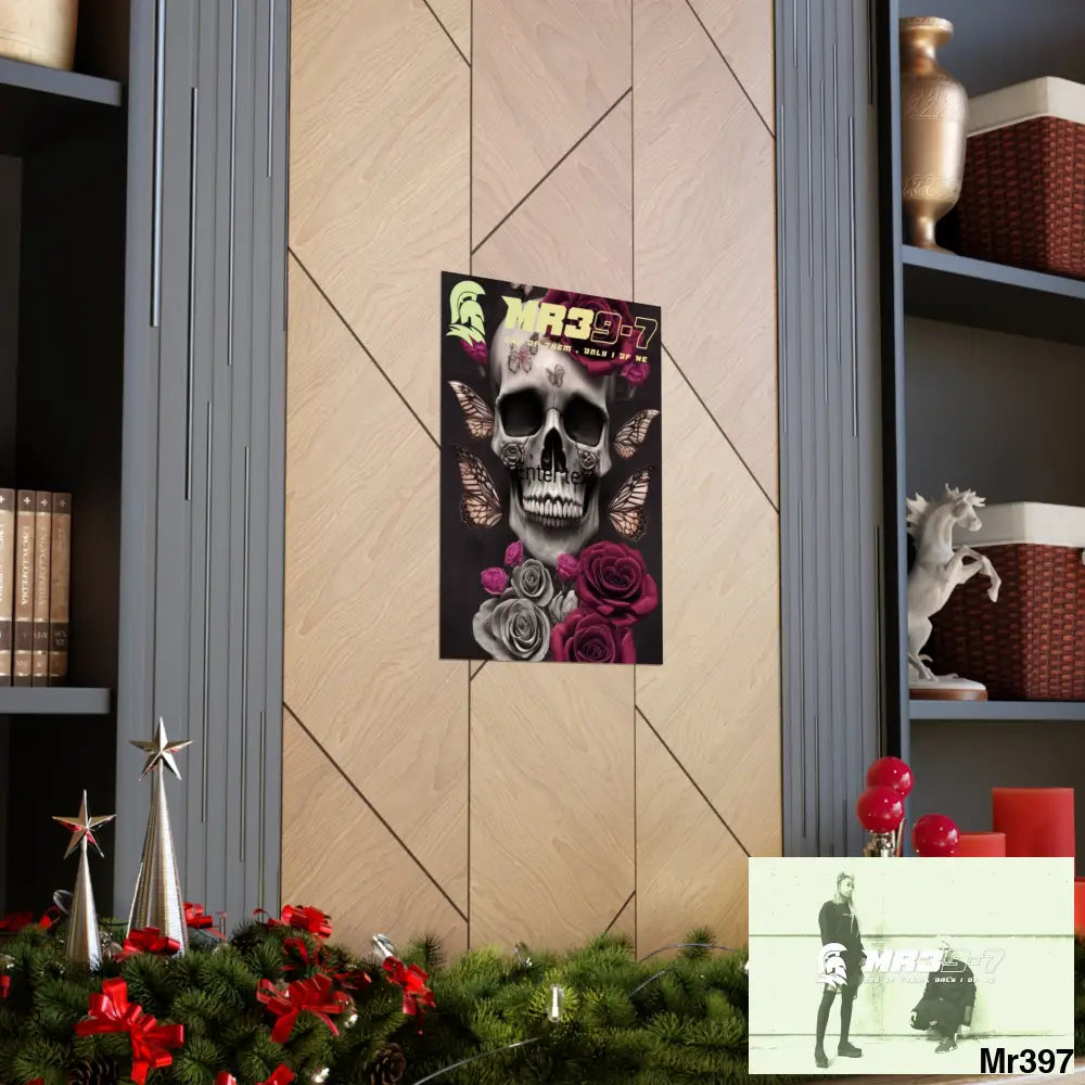 Gothic skills roses and butterflies Matte Vertical Posters Poster