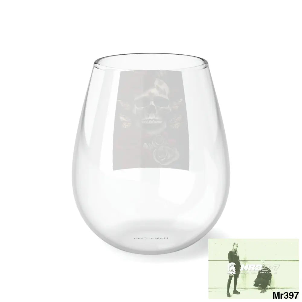 Gothic Skull Red Roses butterflies Stemless Wine Glass 11.75oz 11.75oz Mug