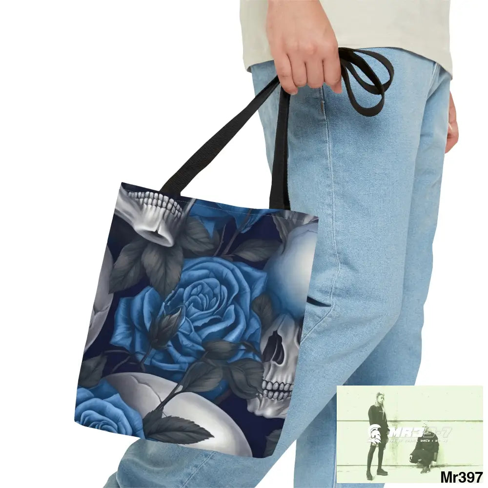 Gothic skulls & Blue Roses Tote Bag (AOP) Bags
