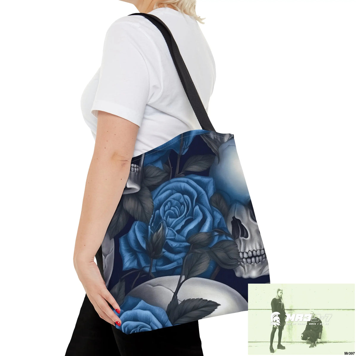 Gothic skulls & Blue Roses Tote Bag (AOP) Bags
