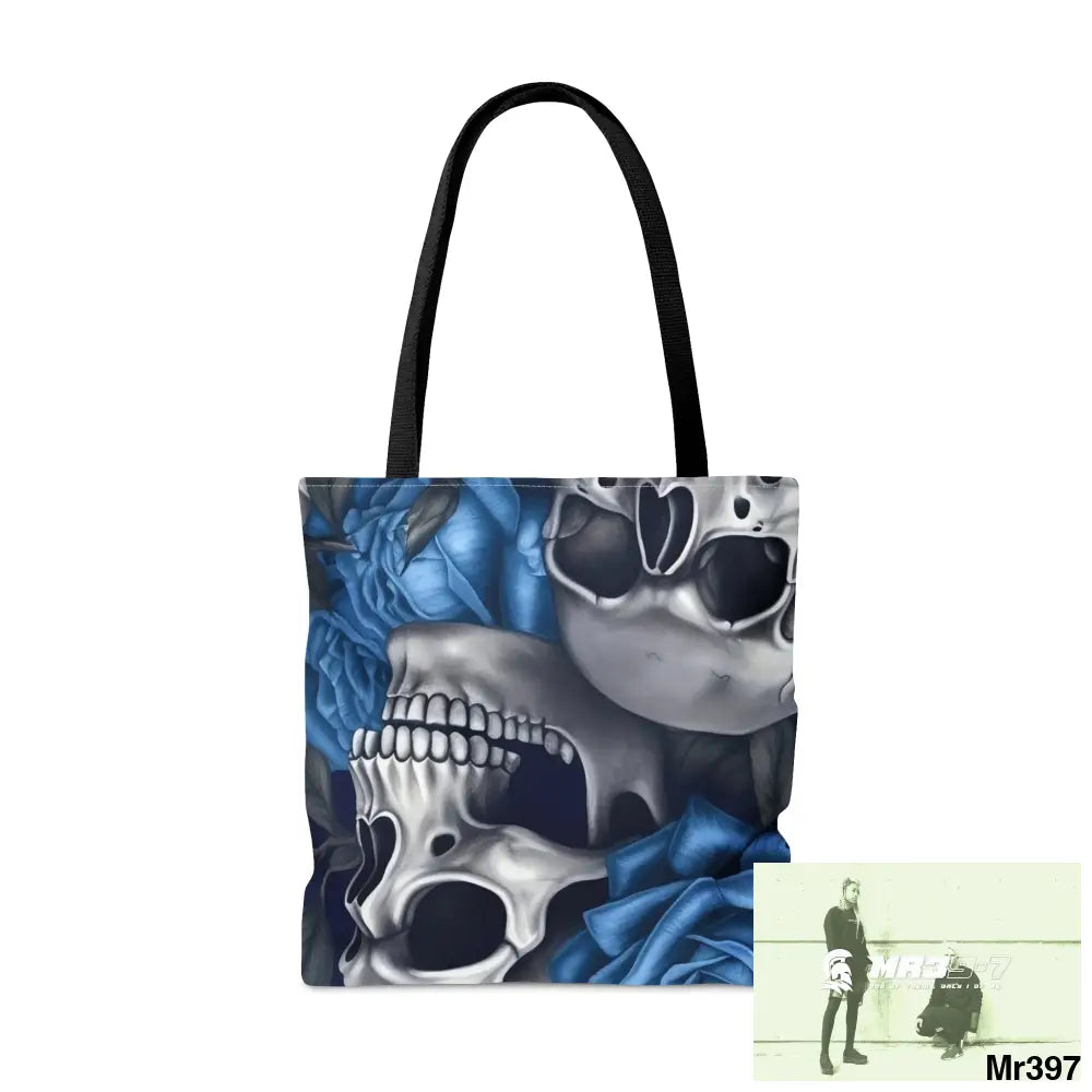 Gothic skulls & Blue Roses Tote Bag (AOP) Bags