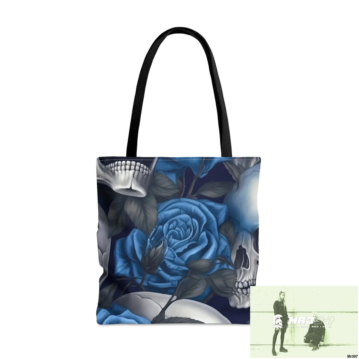 Gothic skulls & Blue Roses Tote Bag (AOP) Large Bags