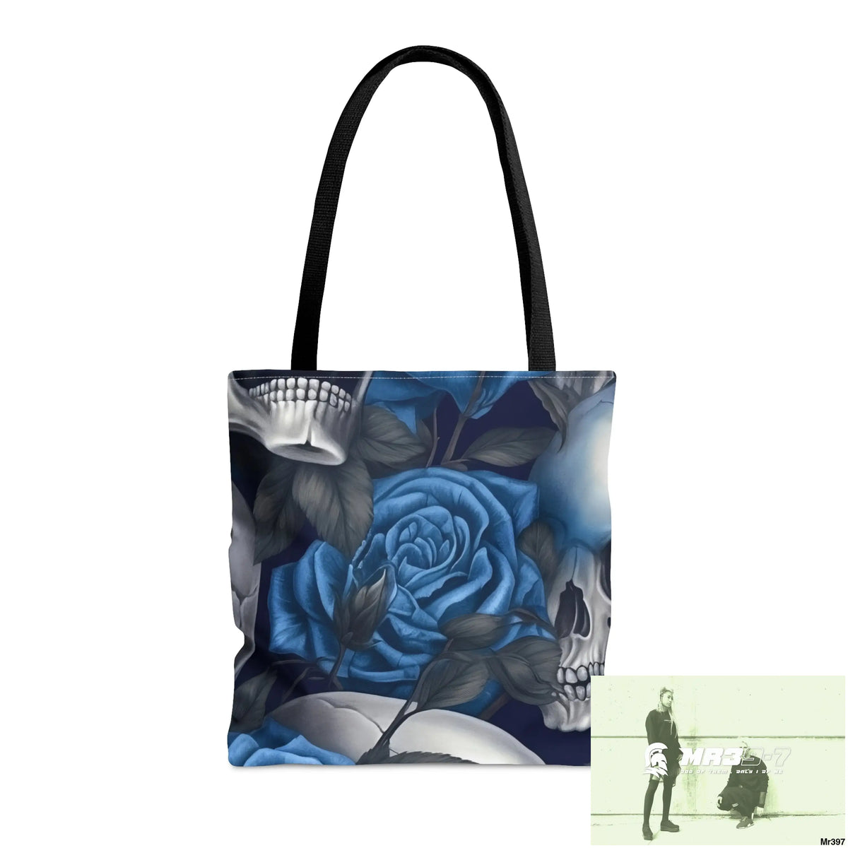 Gothic skulls & Blue Roses Tote Bag (AOP) Medium Bags