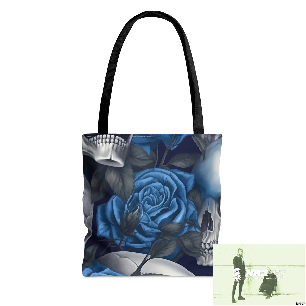 Gothic skulls & Blue Roses Tote Bag (AOP) Small Bags