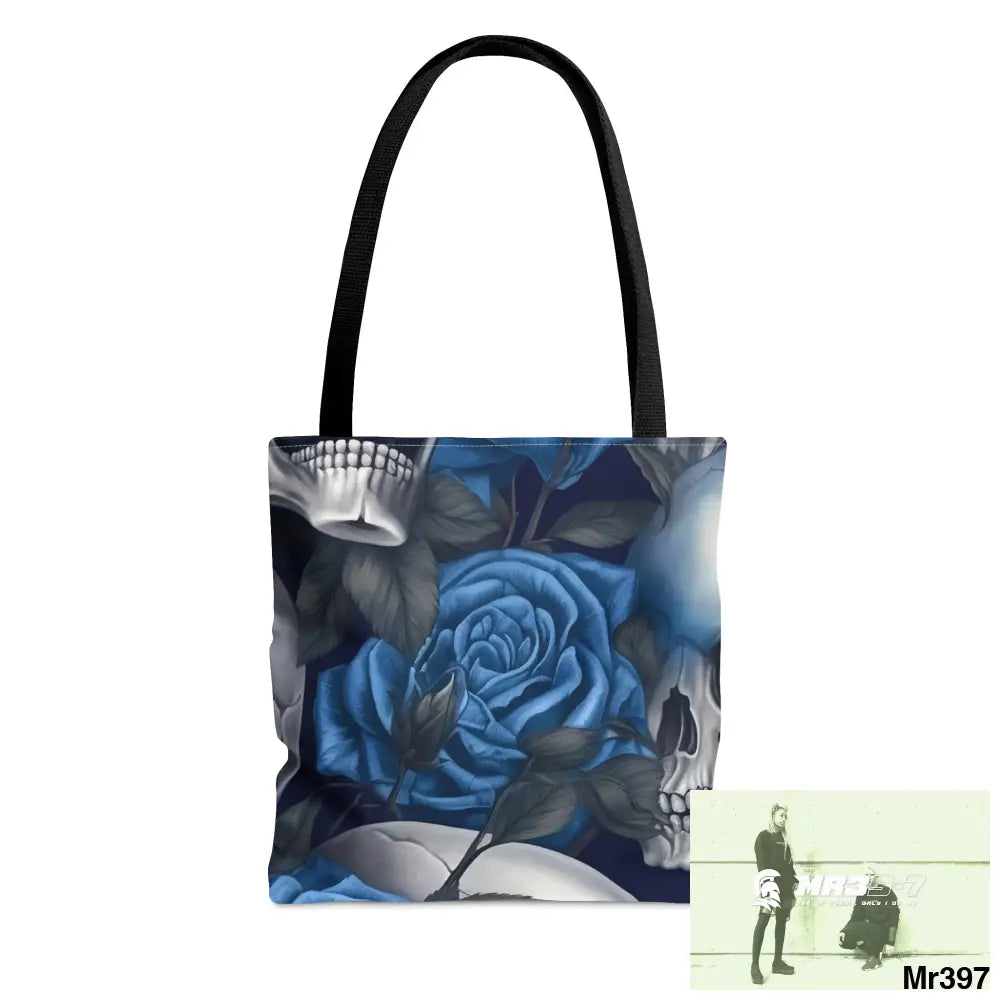 Gothic skulls & Blue Roses Tote Bag (AOP) Small Bags