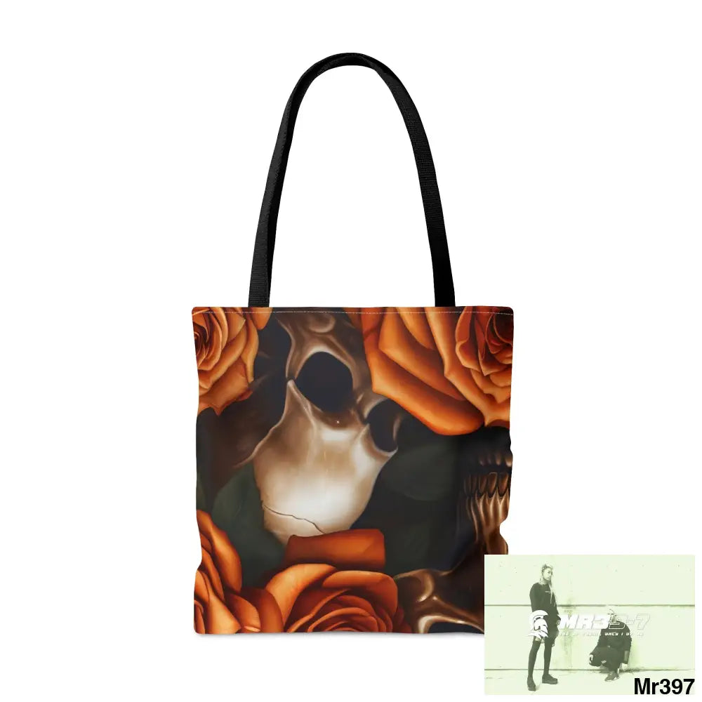 Gothic Skulls & Orange Roses Tote Bag (AOP) Bags