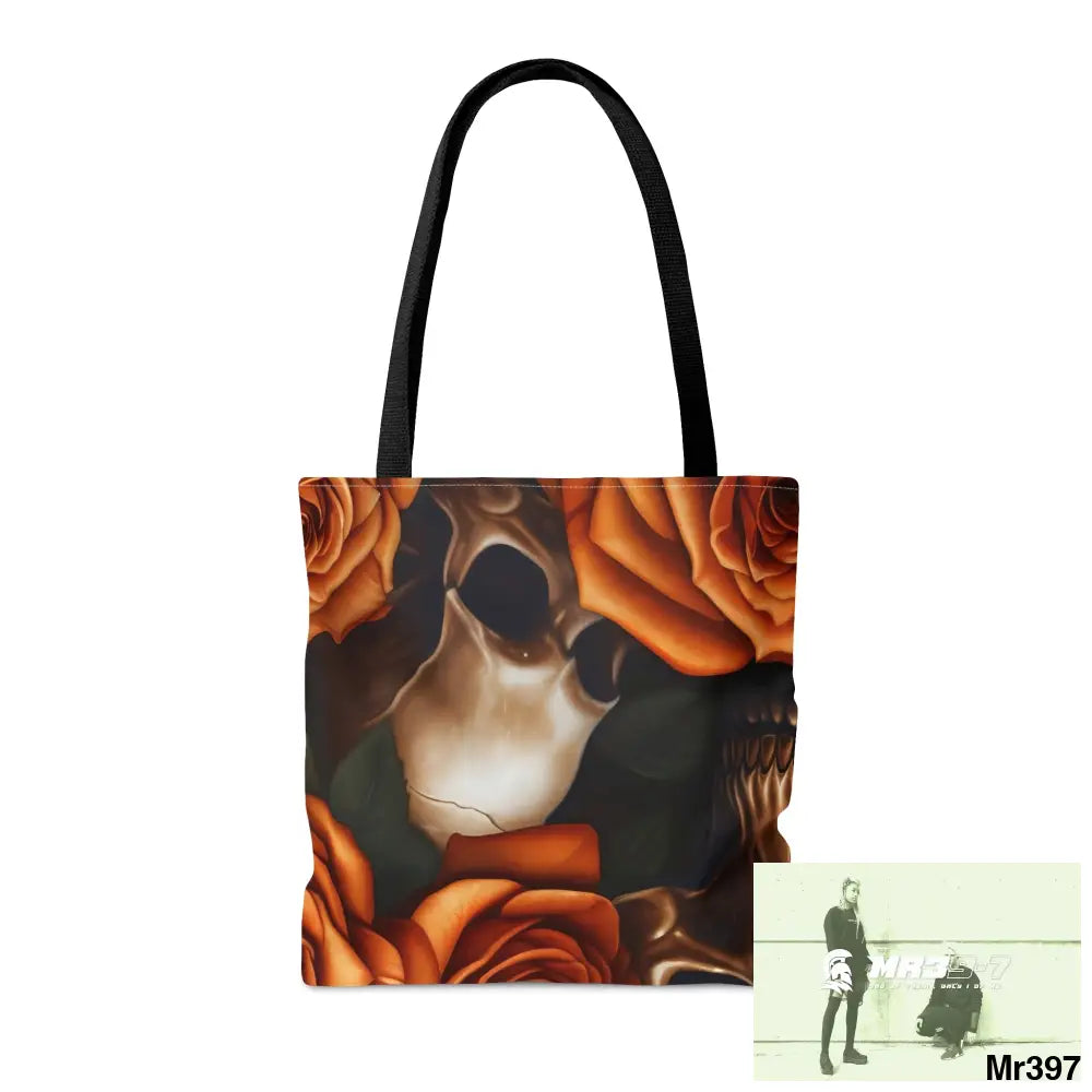 Gothic Skulls & Orange Roses Tote Bag (AOP) Bags