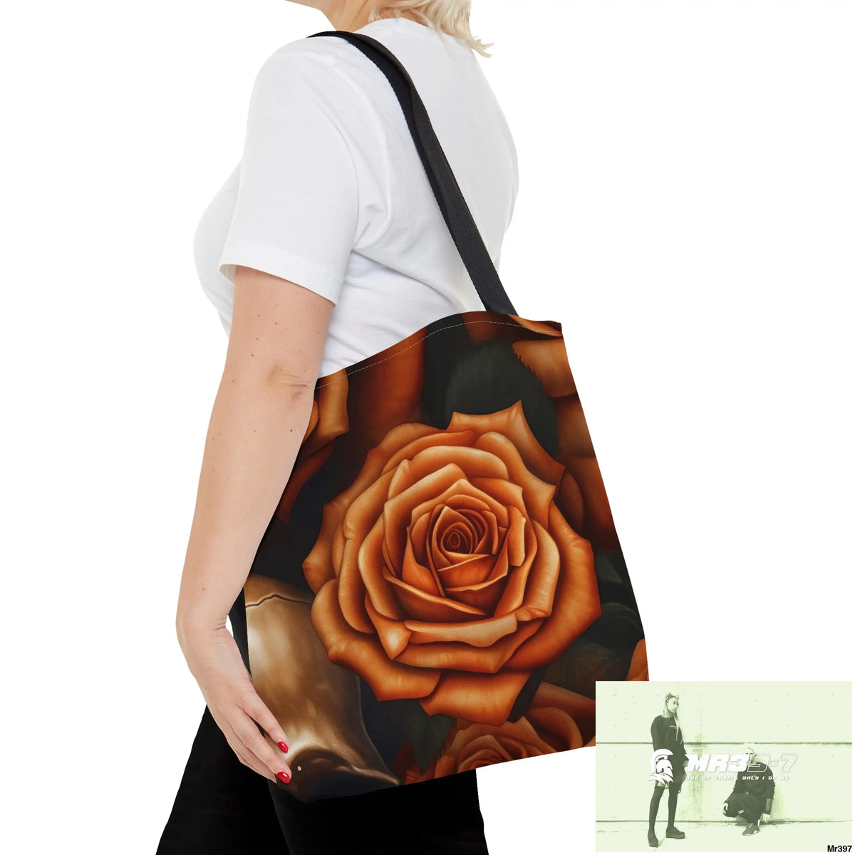Gothic Skulls & Orange Roses Tote Bag (AOP) Bags