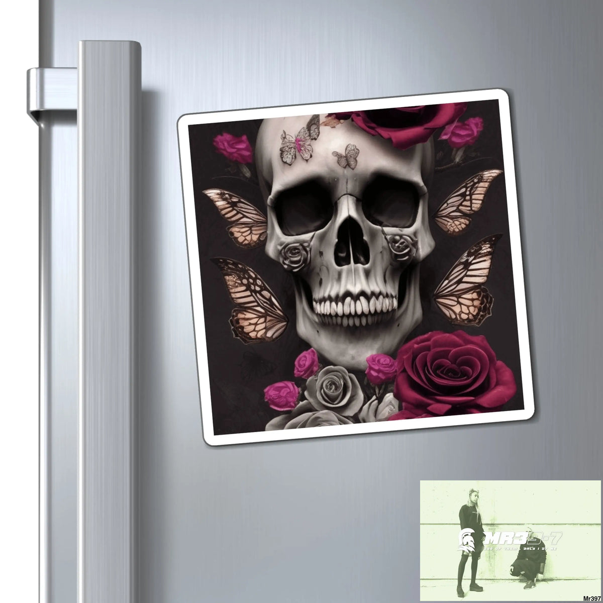 Gothic Skulls Roses and Butterflies Magnet Paper products