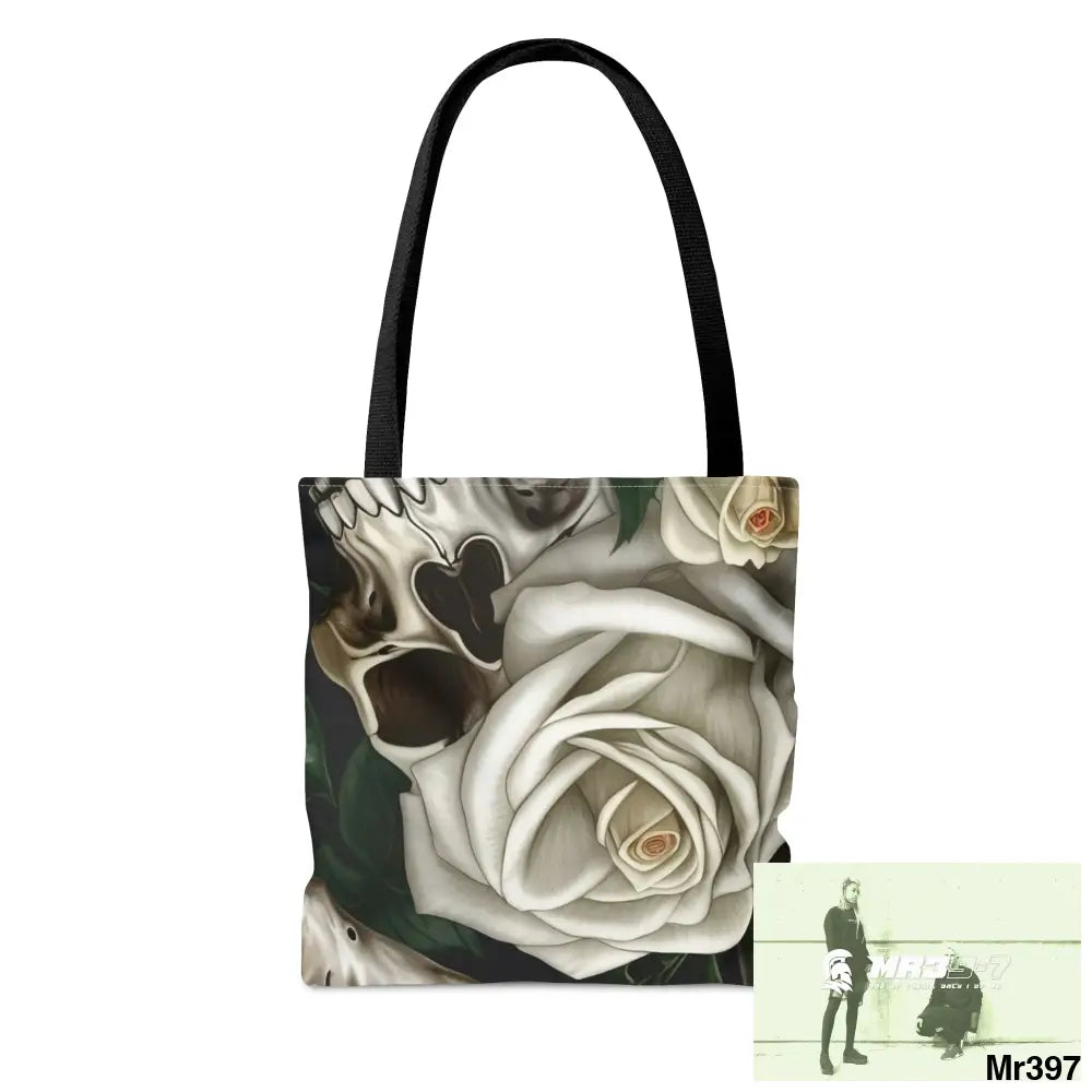 Gothic Skulls & white Roses Tote Bag (AOP) Bags