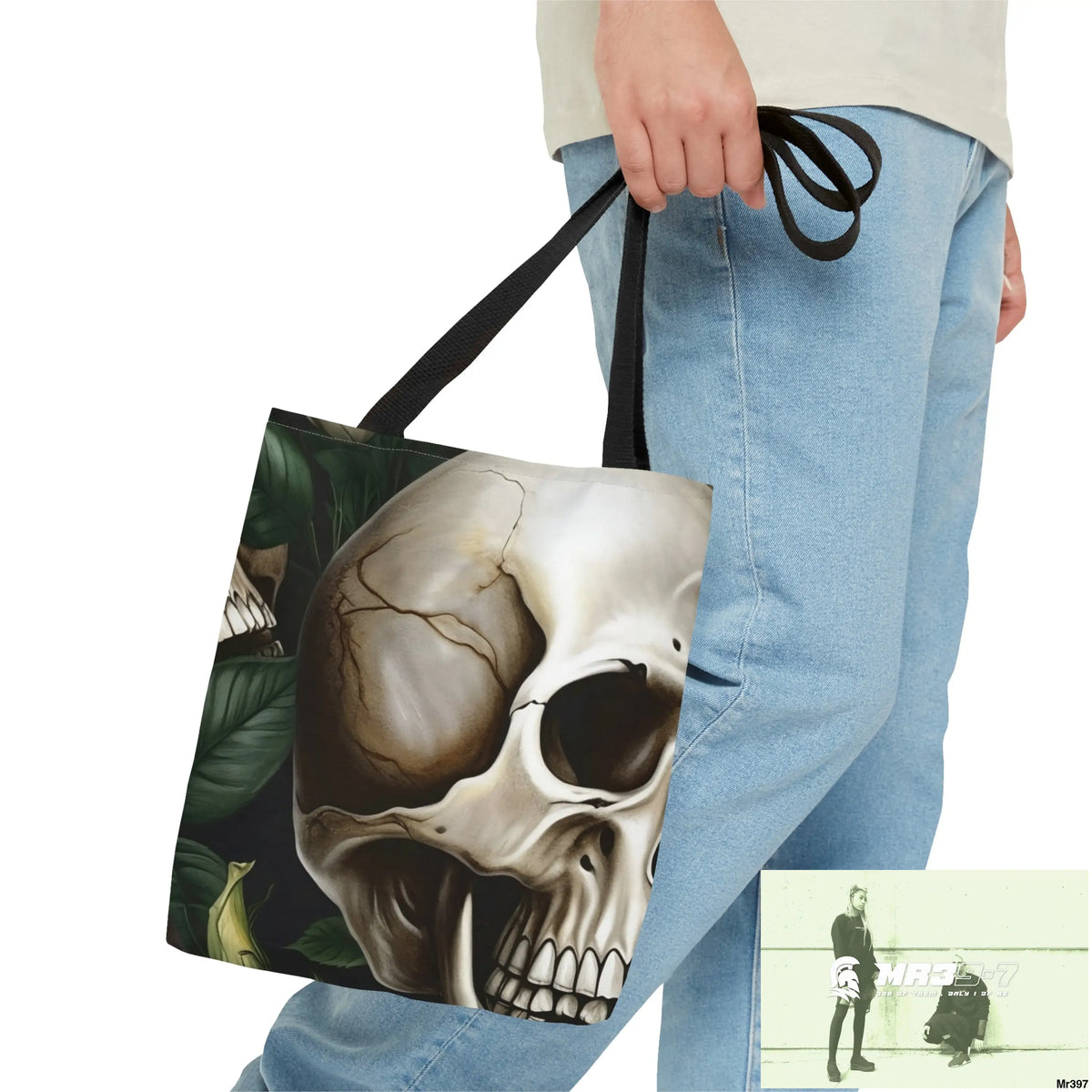 Gothic Skulls & white Roses Tote Bag (AOP) Bags