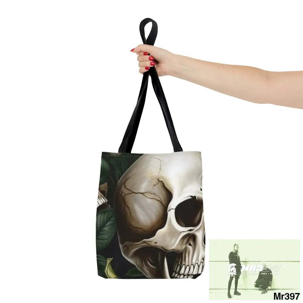 Gothic Skulls & white Roses Tote Bag (AOP) Bags