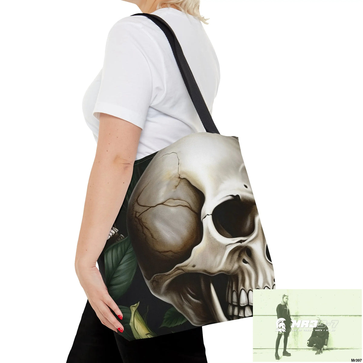 Gothic Skulls & white Roses Tote Bag (AOP) Bags