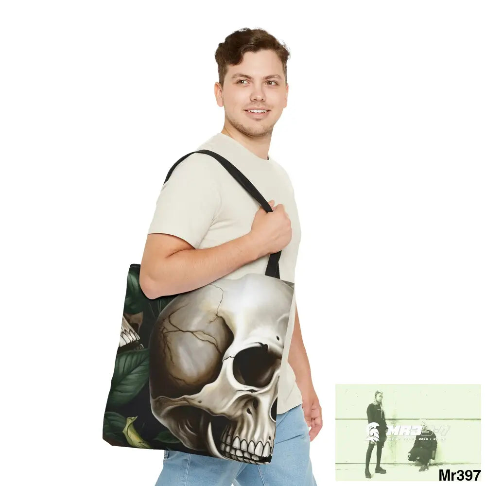 Gothic Skulls & white Roses Tote Bag (AOP) Bags