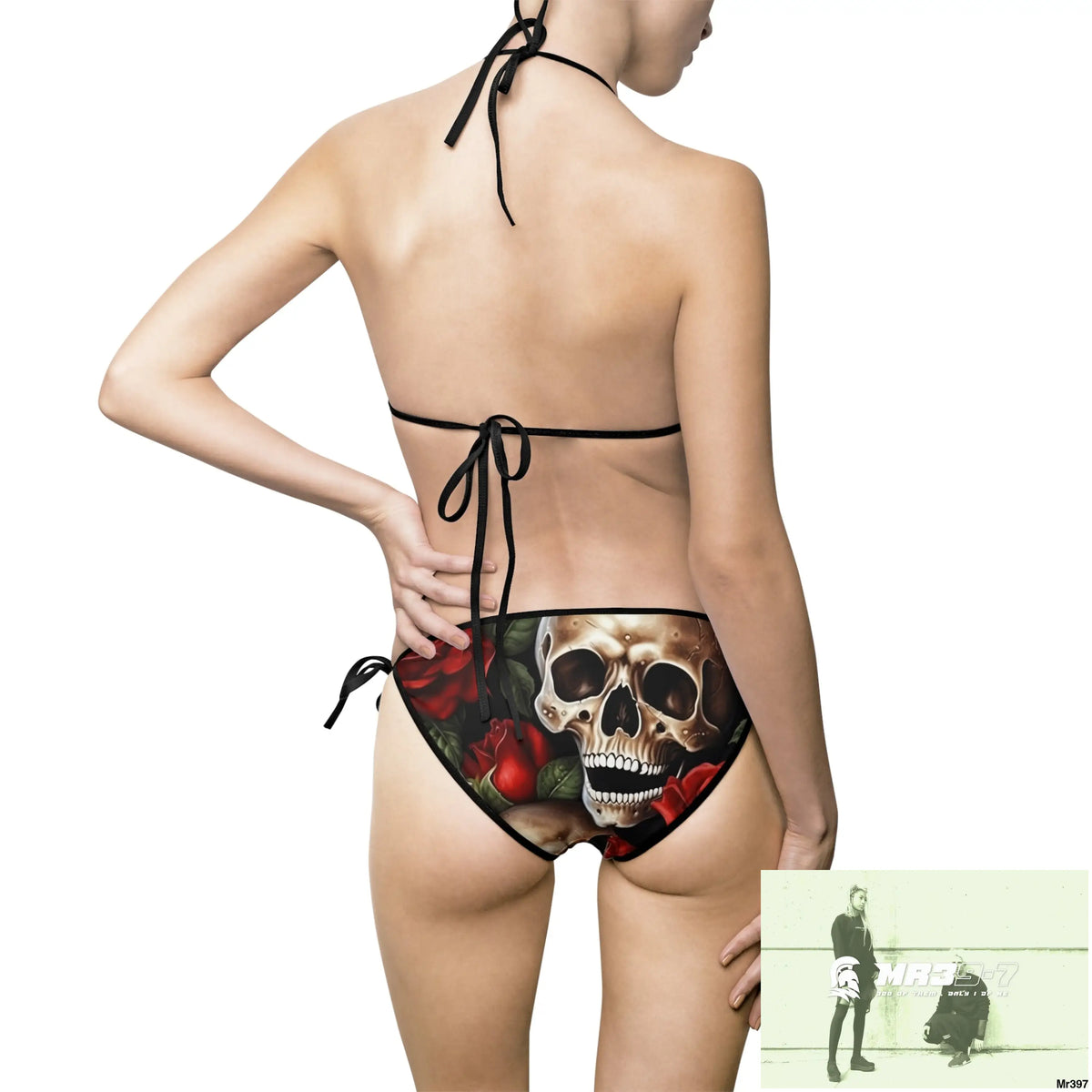 Gothic style Skull and Red roses Women’s Bikini Swimsuit (AOP) All Over Prints