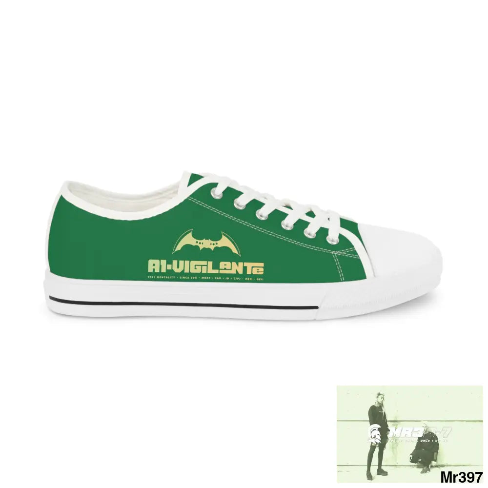Green A1-Vigilante Men’s Low Top Sneakers US 5 / White sole Shoes