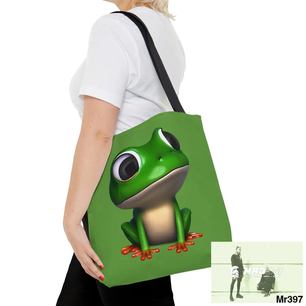 Green frog & Cool alien in shades Tote Bag (AOP) Bags