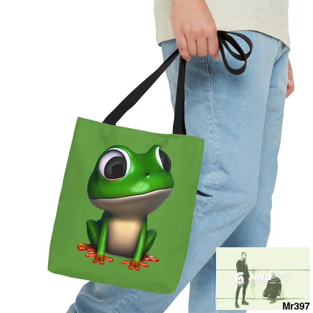 Green frog & Cool alien in shades Tote Bag (AOP) Bags