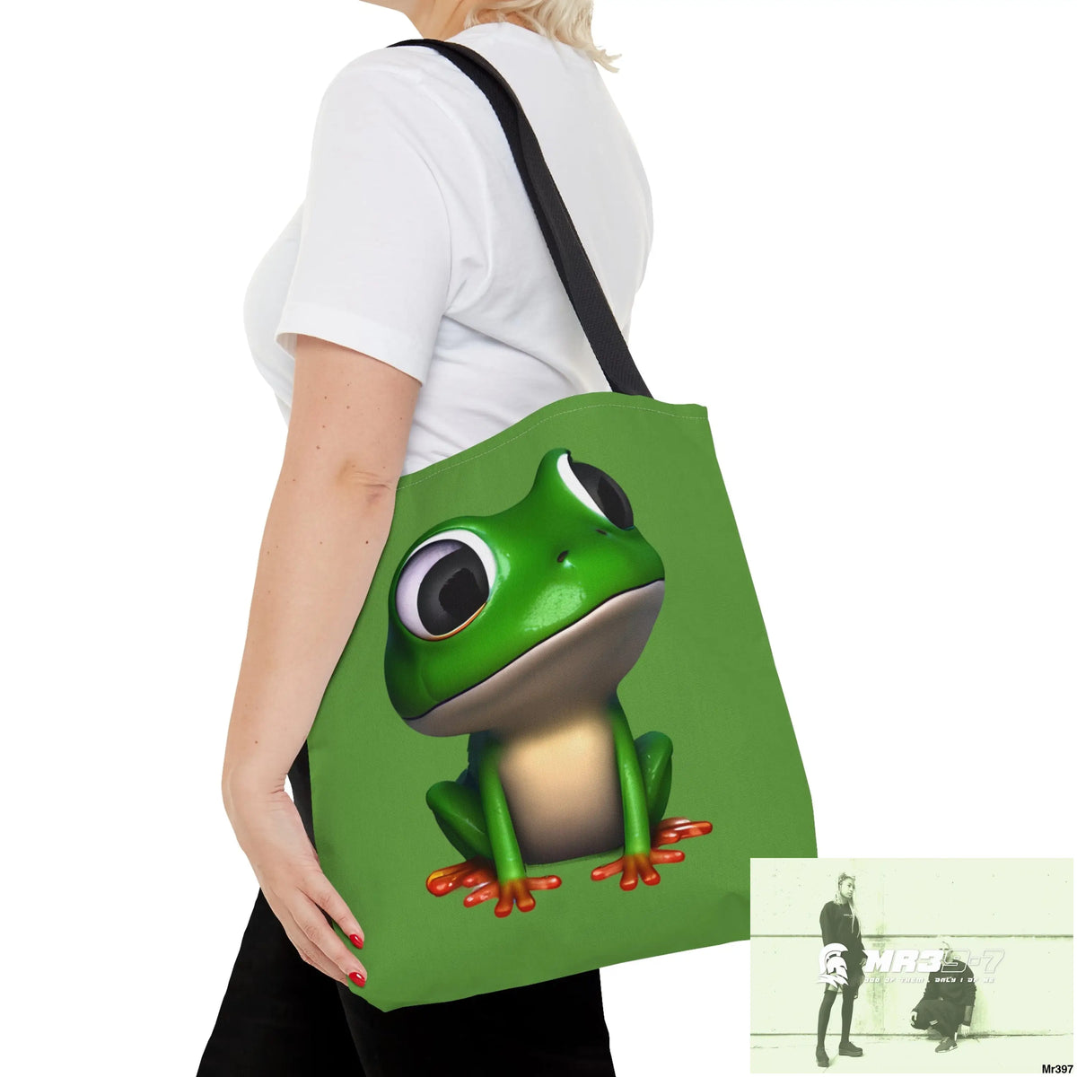 Green frog & Cool alien in shades Tote Bag (AOP) Bags