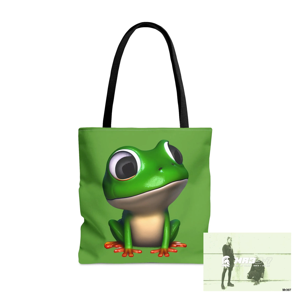 Green frog & Cool alien in shades Tote Bag (AOP) Large Bags