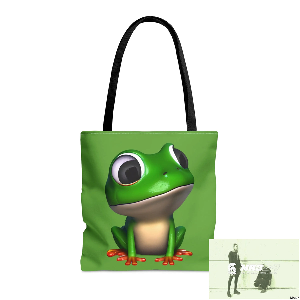 Green frog & Cool alien in shades Tote Bag (AOP) Medium Bags