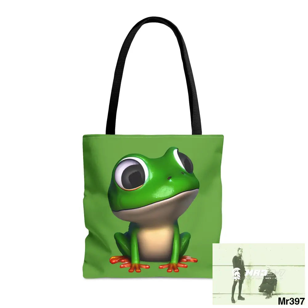 Green frog & Cool alien in shades Tote Bag (AOP) Medium Bags