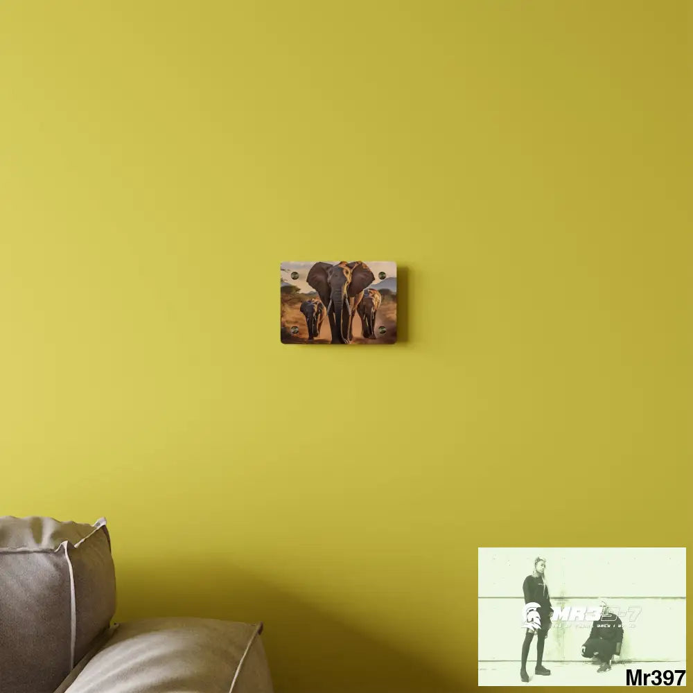 Group of Elephants Walking in the Wilderness Acrylic Wall Art Panels Home Decor