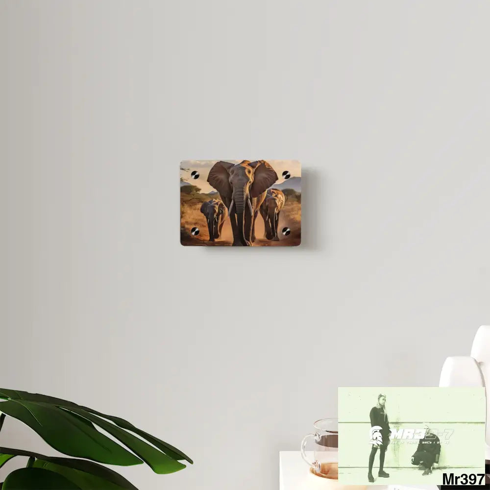 Group of Elephants Walking in the Wilderness Acrylic Wall Art Panels Home Decor