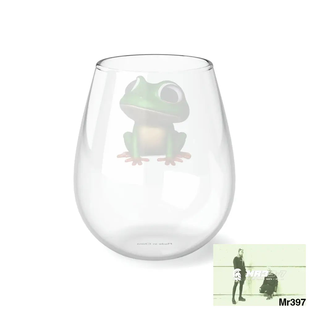 Happy Baby frog graphic Stemless Wine Glass 11.75oz 11.75oz Mug