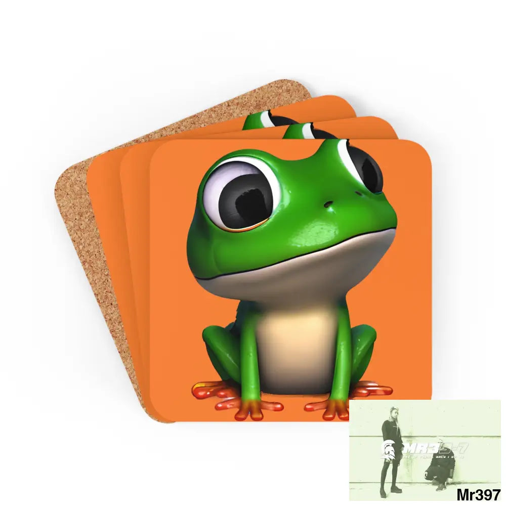 Happy Frog Corkwood Coaster Set Cork / 3.75’’ × 3.75’’ / Square Home Decor