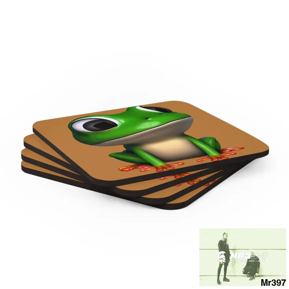 Happy Frog Corkwood Coaster Set Cork / 3.75’’ × 3.75’’ / Square Home Decor