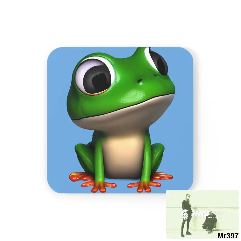 Happy Frog Corkwood Coaster Set Cork / 3.75’’ × 3.75’’ / Square Home Decor
