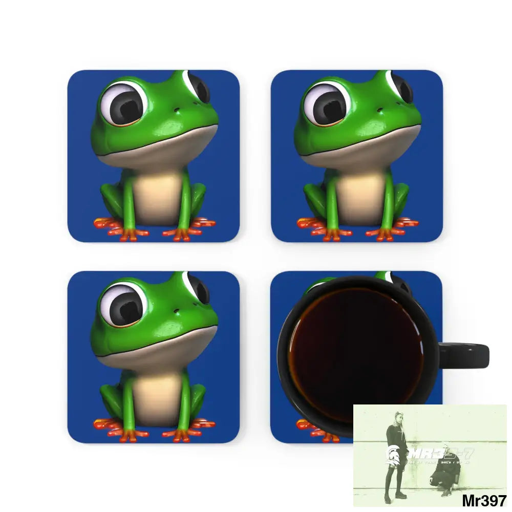 Happy Frog Corkwood Coaster Set Cork / 3.75’’ × 3.75’’ / Square Home Decor